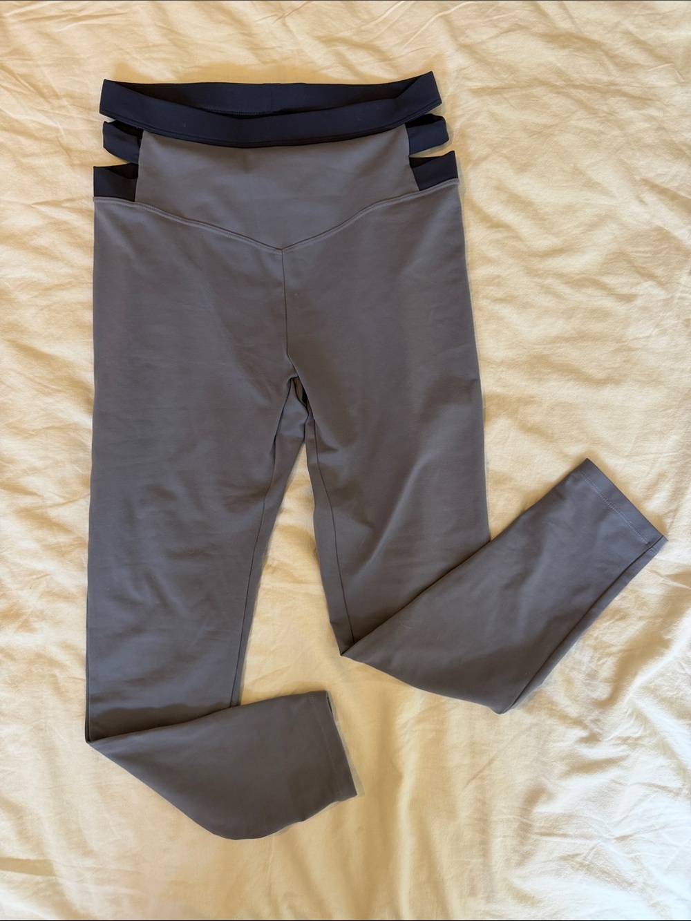 Gray Kids Active Leggings with Strappy Waistband